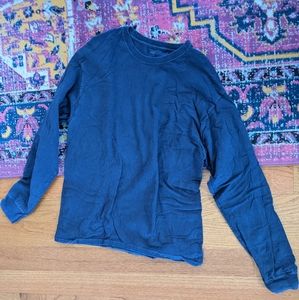 Hanes Premium Long Sleeve Navy Cobalt Blue 100% Cotton Unisex Men's Size L Tee